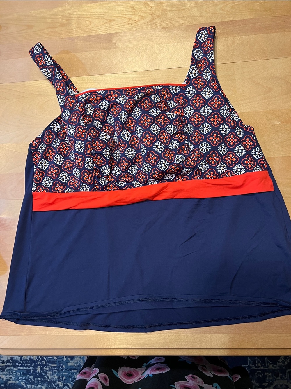 Land’s End Tankini blue orange swim top 22w plus